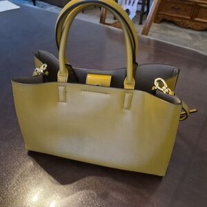 Yellow Leather Tote Bag
